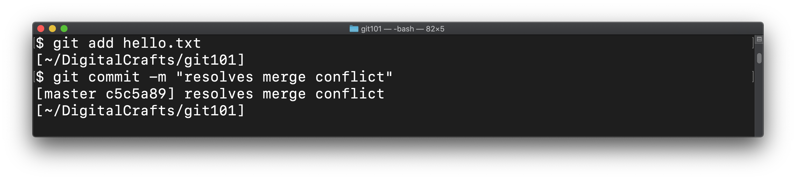 Terminal showing git add and git commit