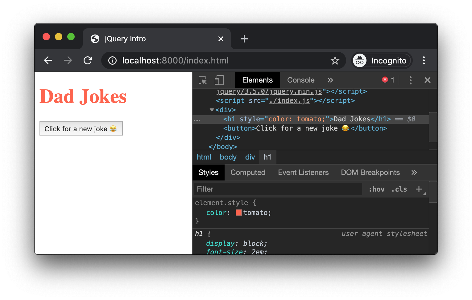 Joke button added to page