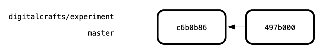 Diagram showing two branches with the same commits