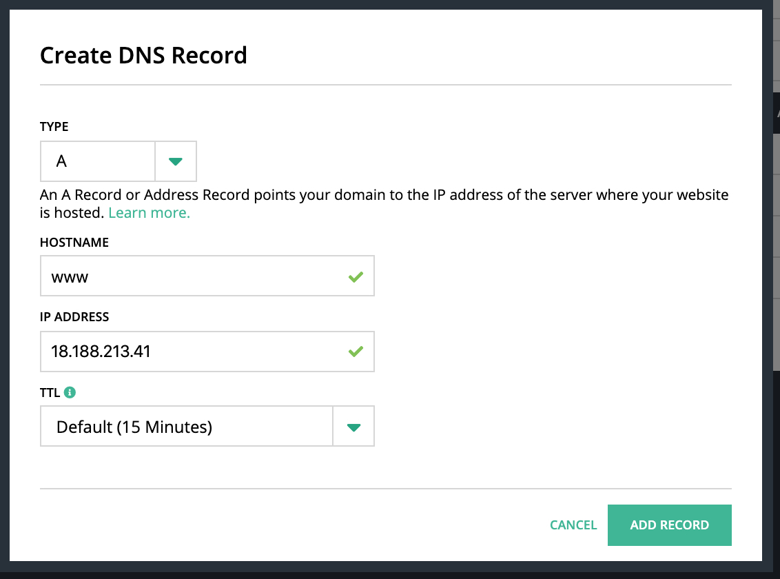 Create DNS Record