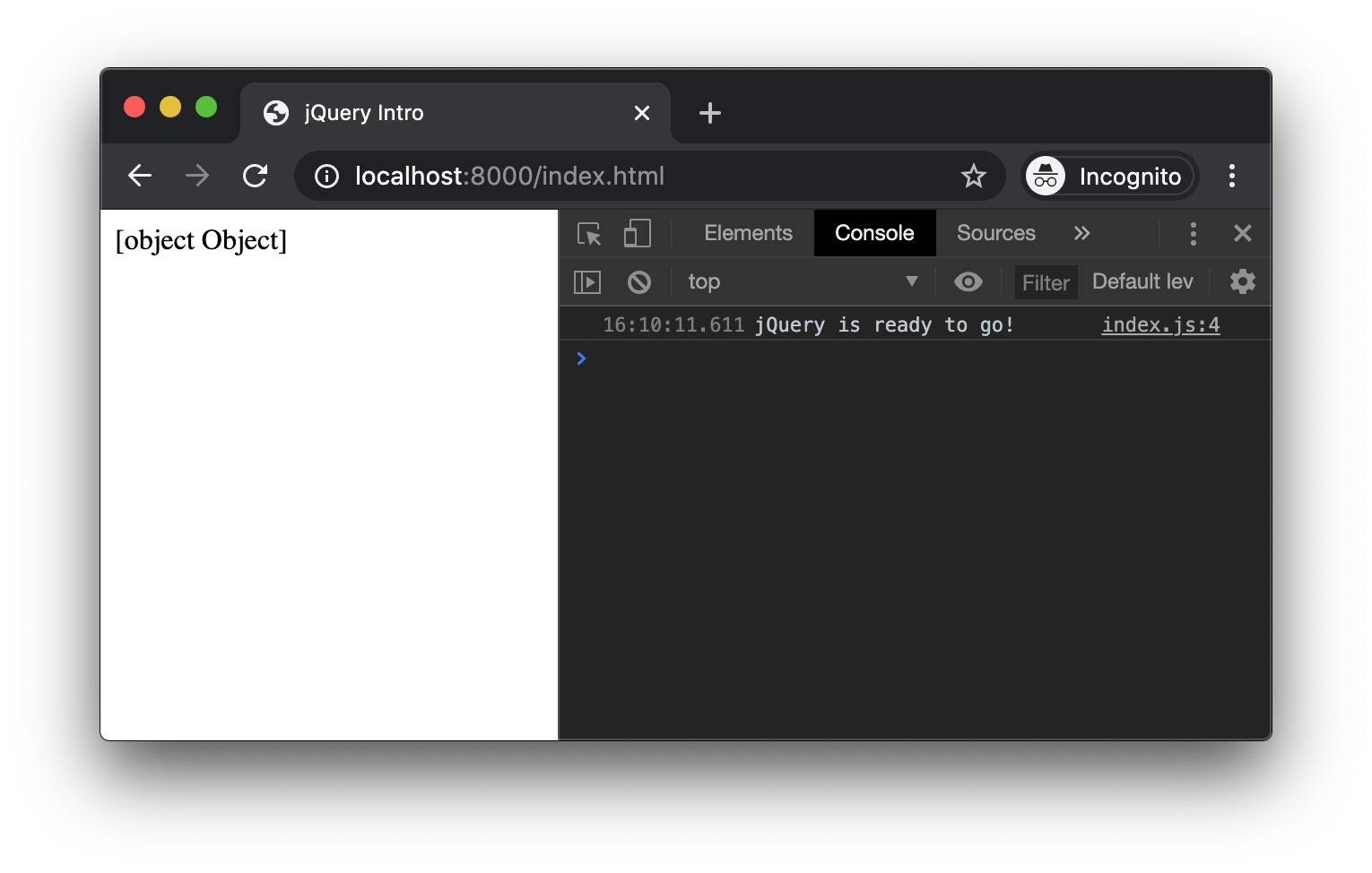 Page showing [Object object]
