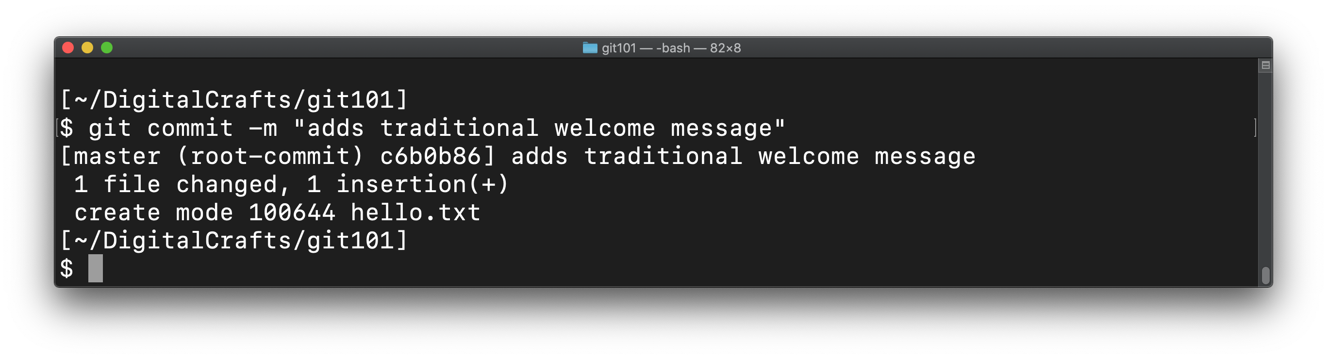 Output of first commit