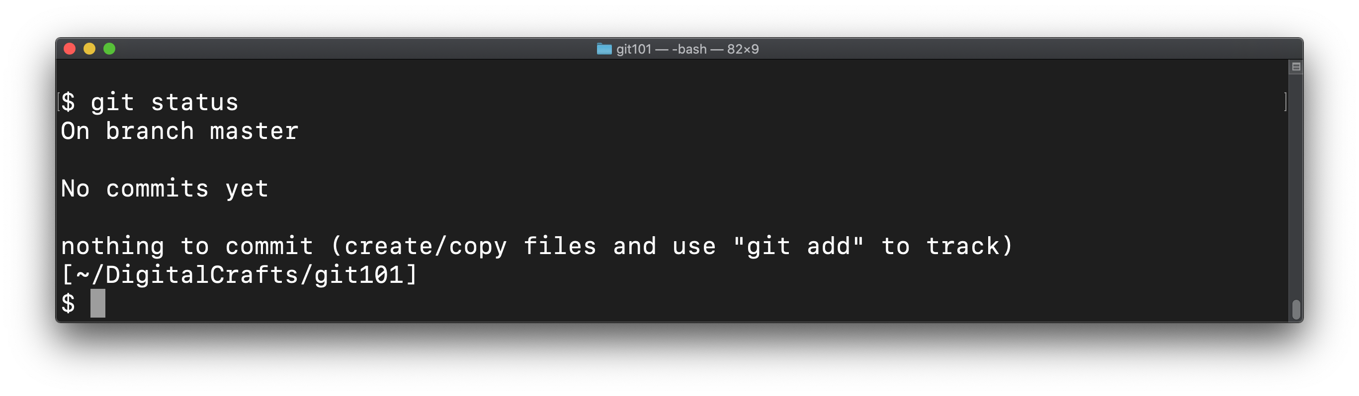 Status of an empty git repo