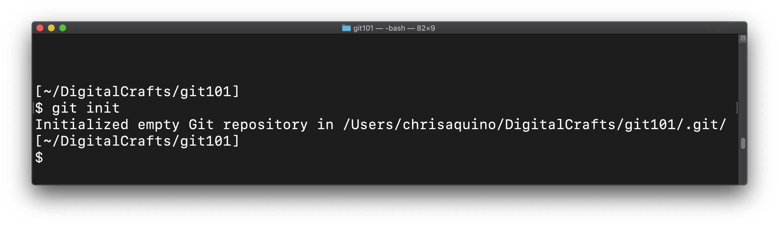 Running git init