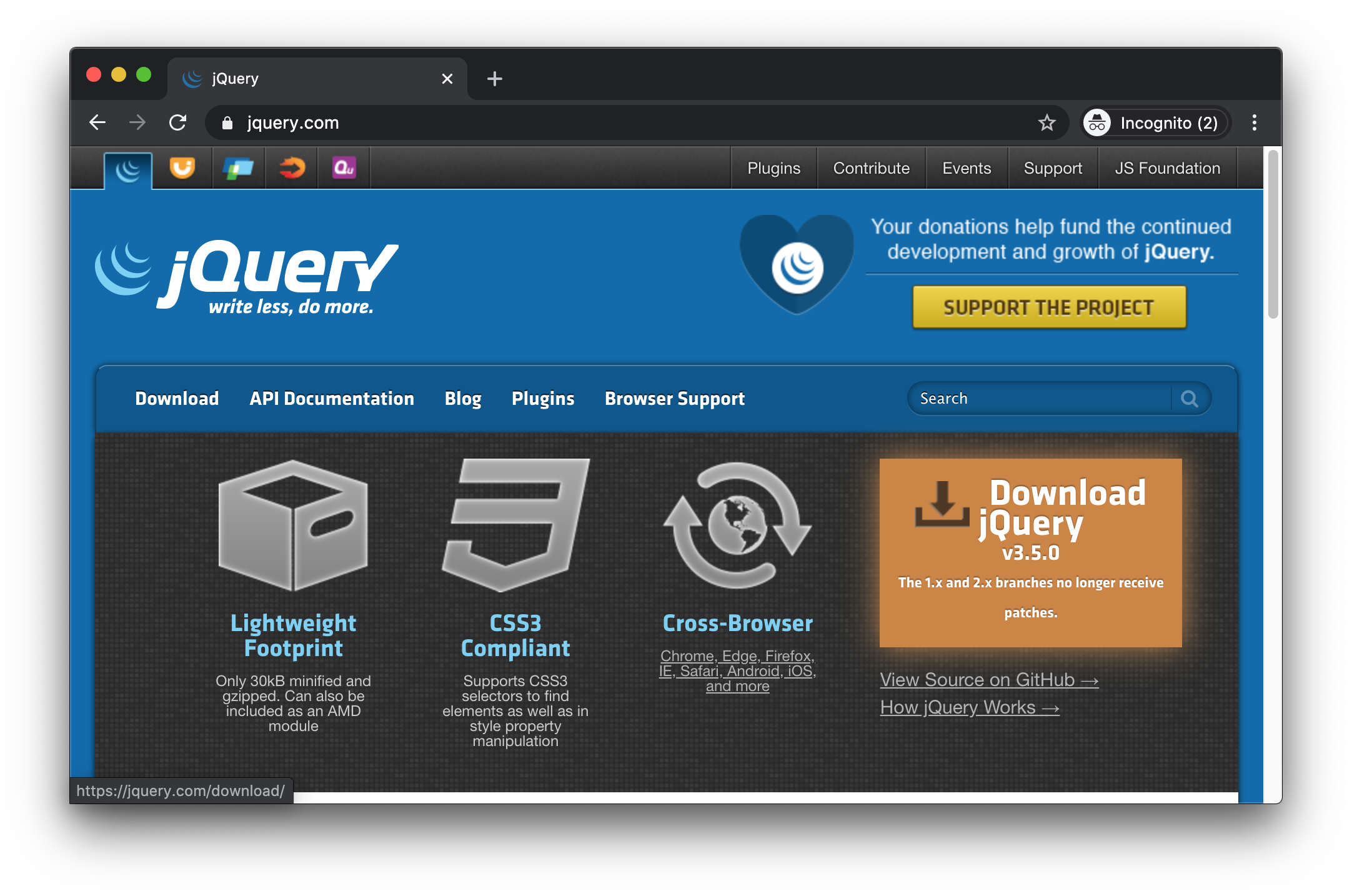 jquery.com home page