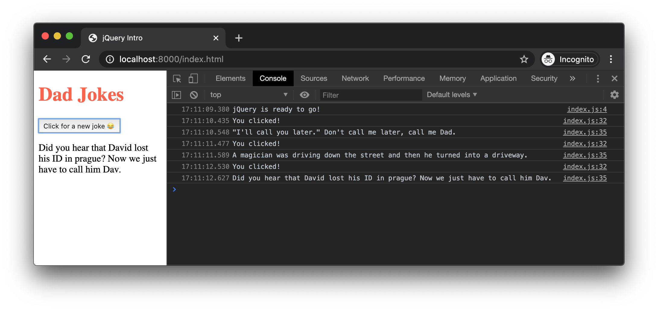 Only showing a single joke