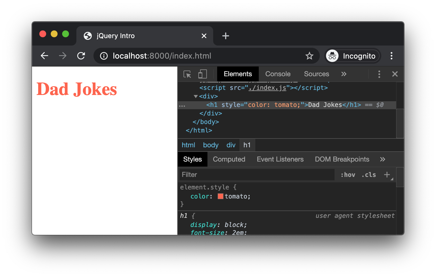 Title shown with tomato color